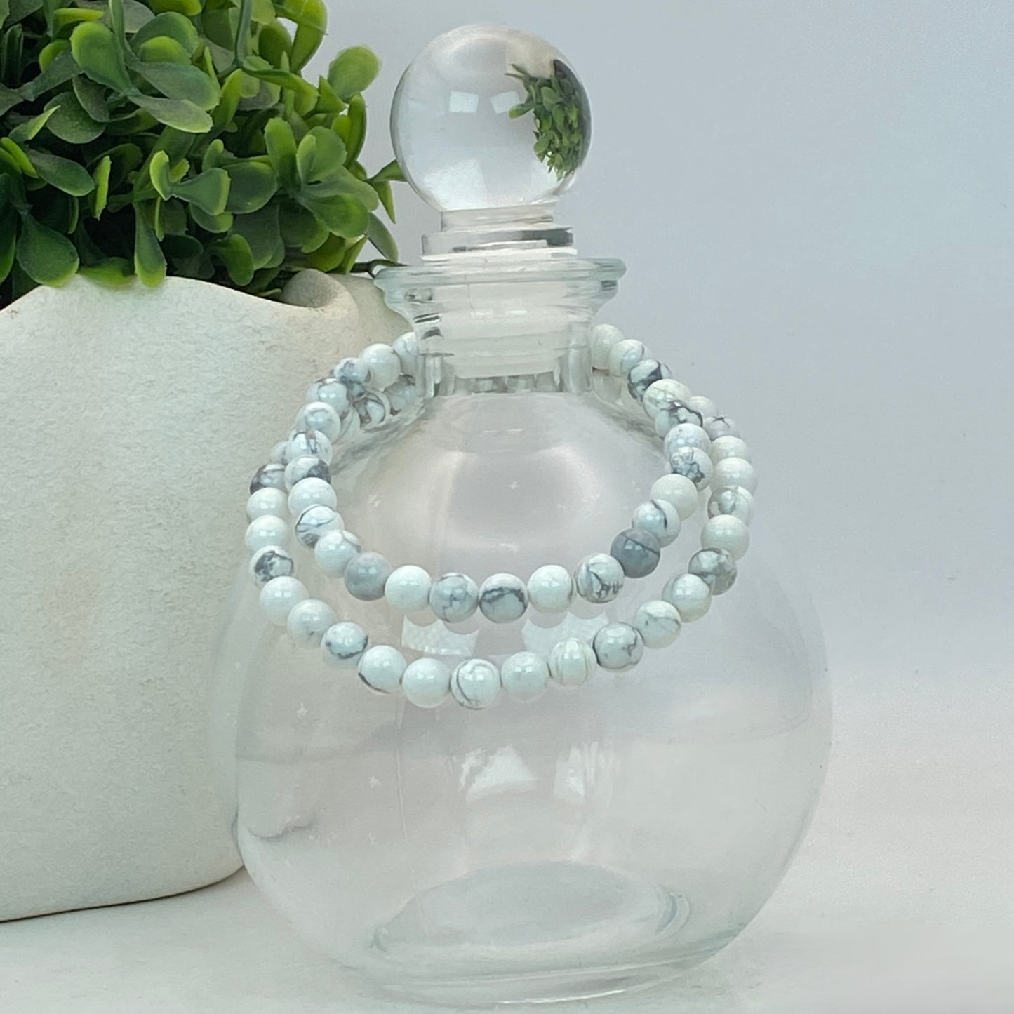 6mm Howlite Stretch Bracelet - Standard & Relaxed Fit!