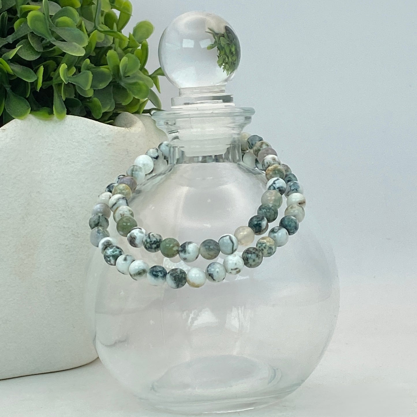 6mm Moss Agate Stretch Bracelet - Standard & Relaxed Fit!