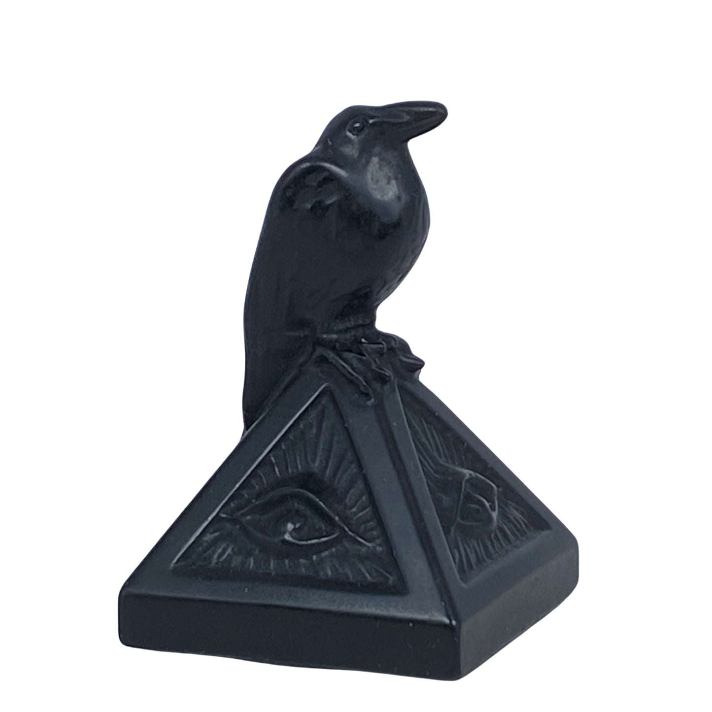 Black Obsidian Raven on Eye of Horus Pyramid