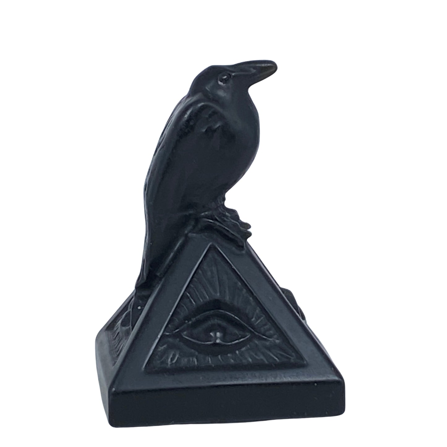 Black Obsidian Raven on Eye of Horus Pyramid