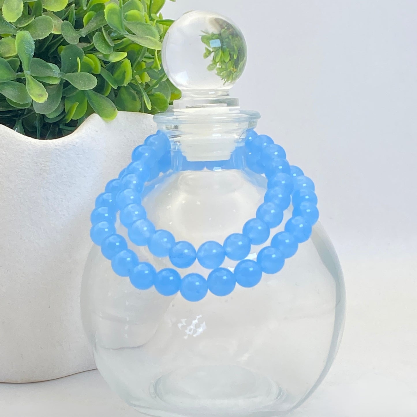 8mm Blue Chalcedony Stretch Bracelet (batch #2)- Standard & Relaxed-Fit