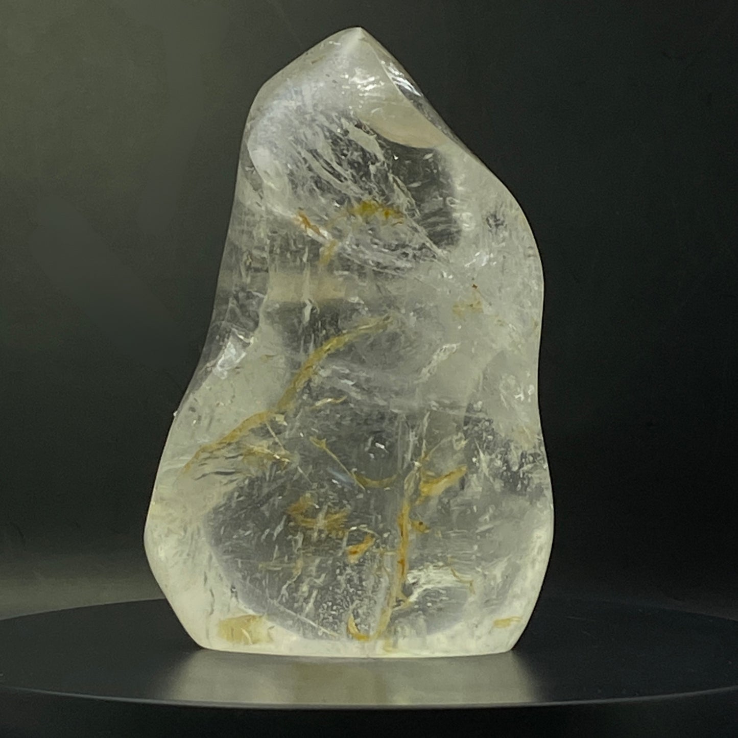 Clear Quartz Flame with Golden Healer Inclusions