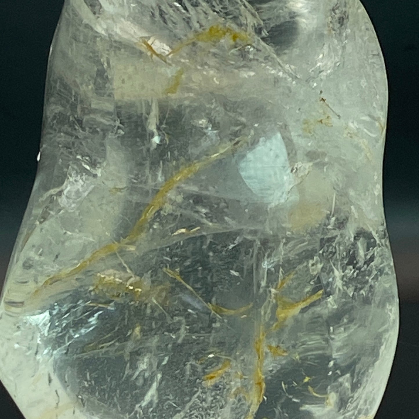 Clear Quartz Flame with Golden Healer Inclusions