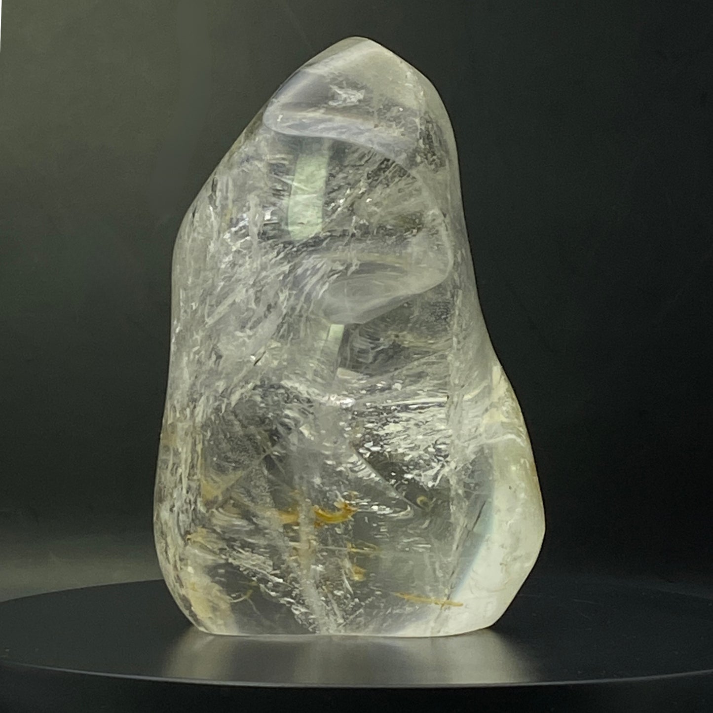 Clear Quartz Flame with Golden Healer Inclusions