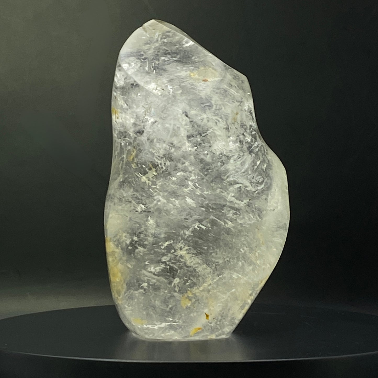 Clear Quartz Flame with Golden Healer Inclusions