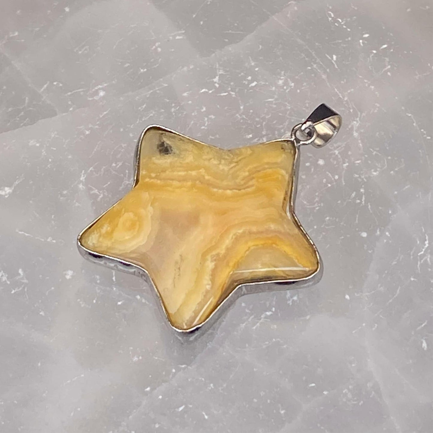 .925 Sterling Silver Crazy Lace Agate Star Pendant