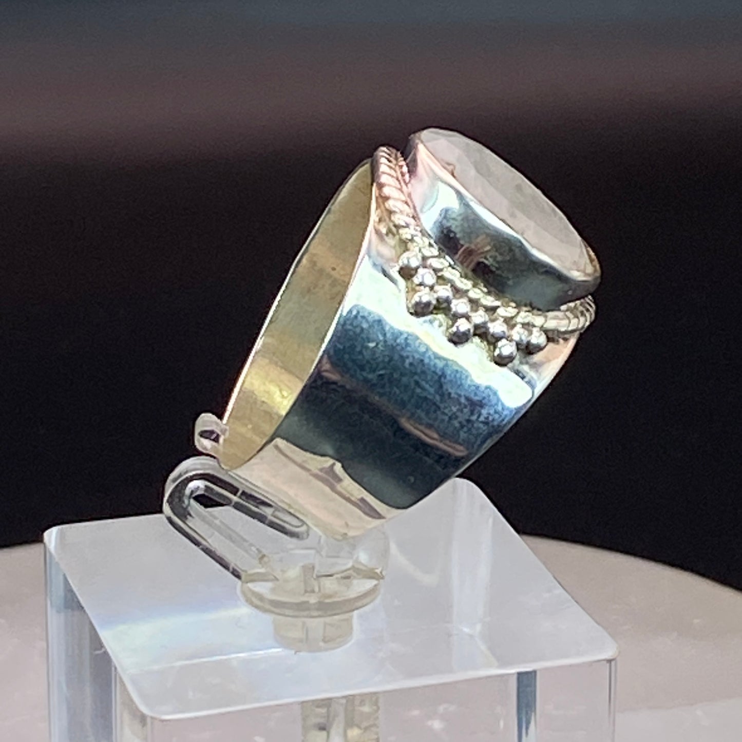 .925 Sterling Silver Rainbow Moonstone Ring - Size 10