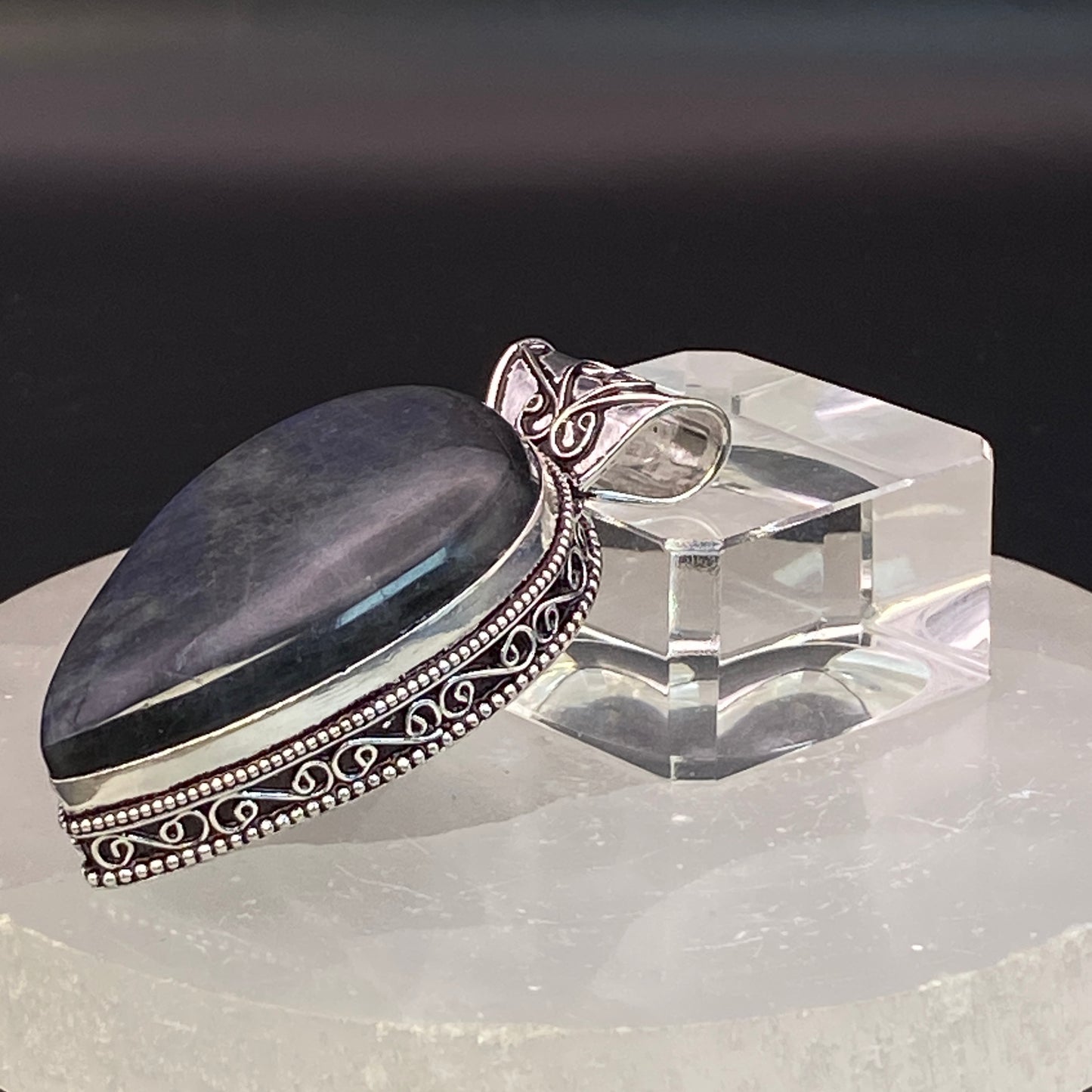 .925 Sterling Silver Labradorite Teardrop Pendant #2