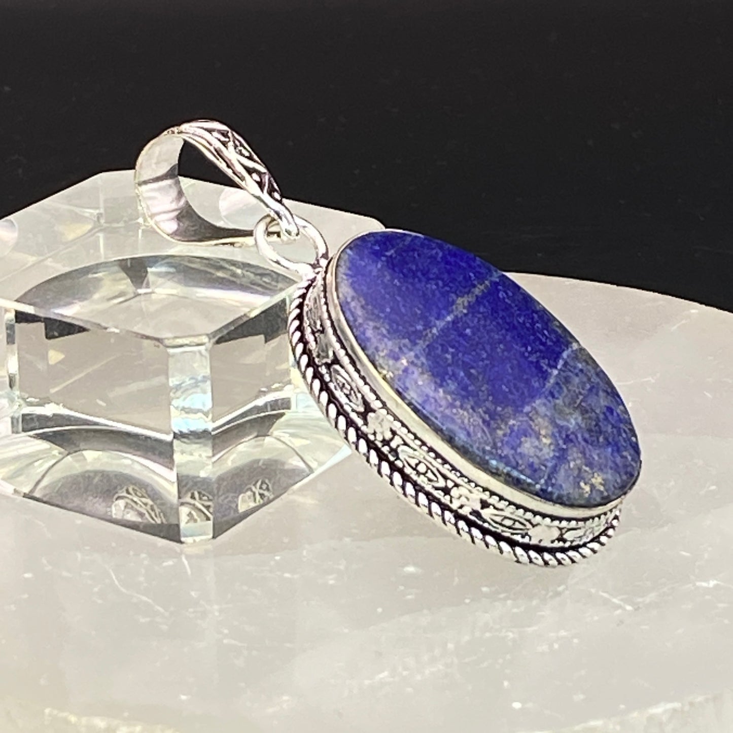 .925 Sterling Silver Lapis Lazuli Oval Pendant #2