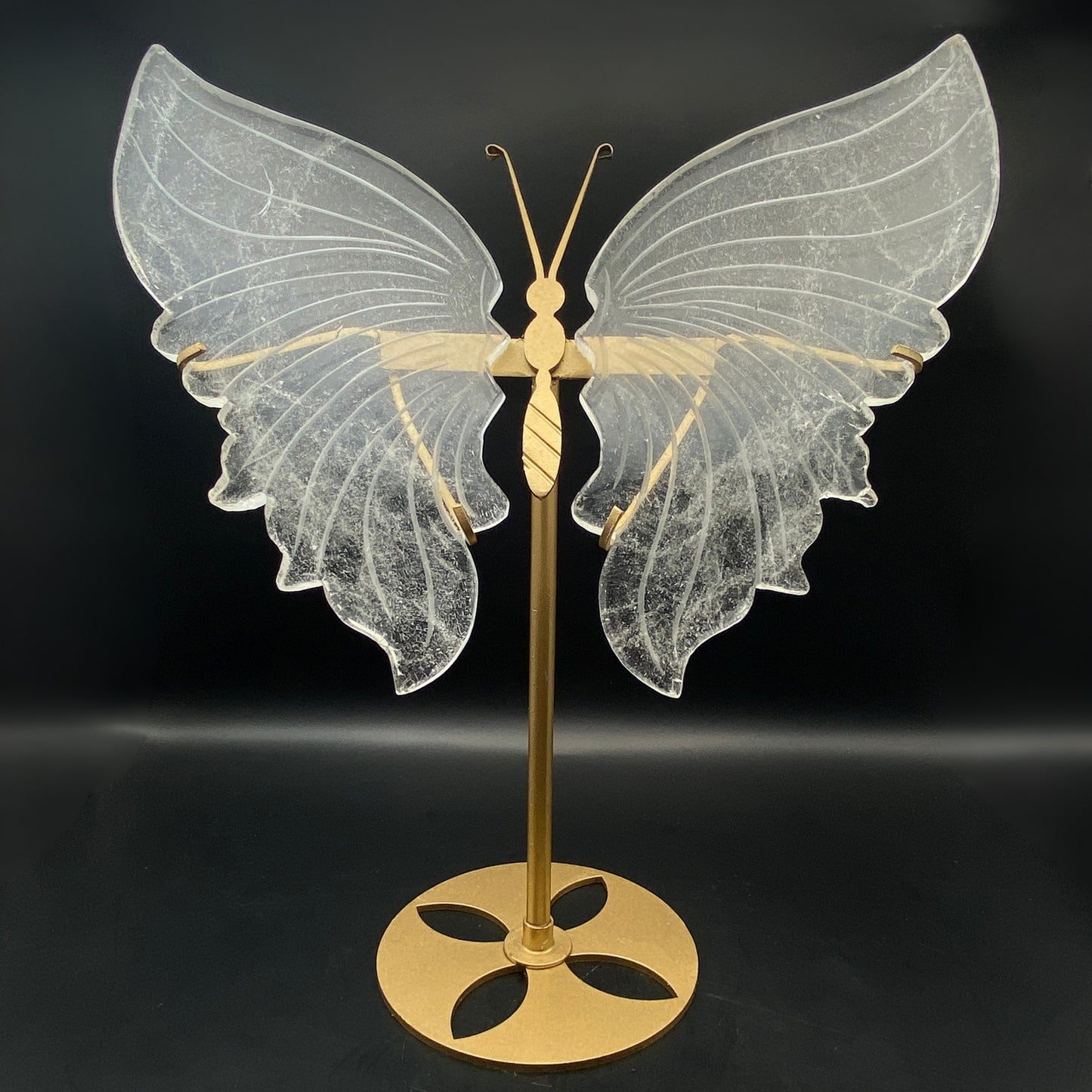 High-Grade Clear Quartz Butterfly Wings on Stand - Extra Large