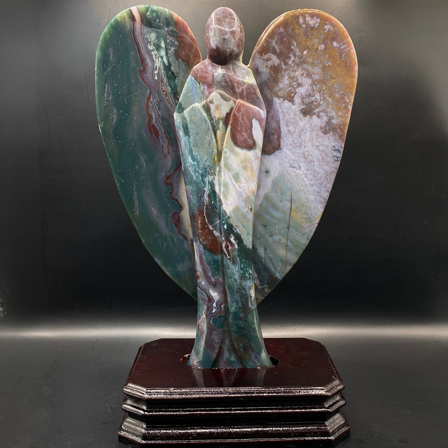 HUGE Ocean Jasper Angel with FREE Custom Stand #2 - OVER 1.5KG!