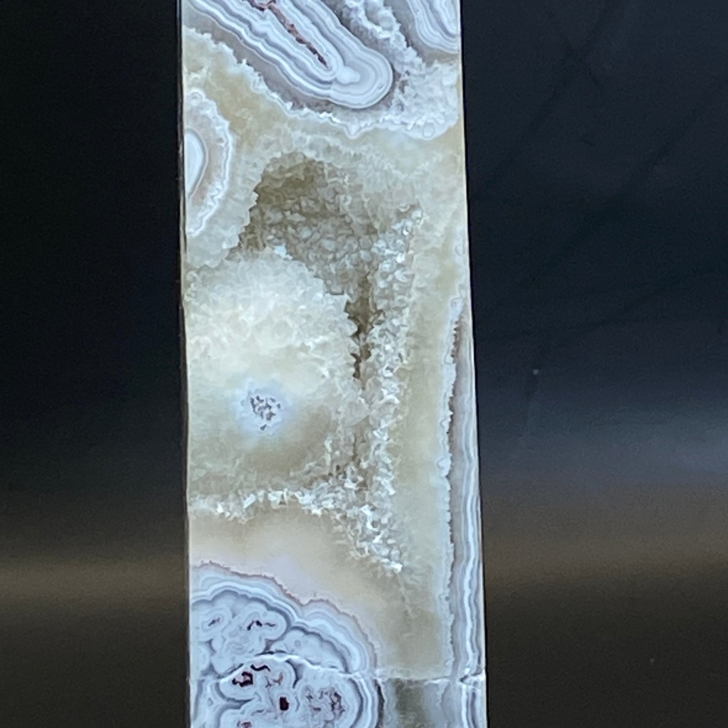 Mexican Lace Agate with Quartz Tower