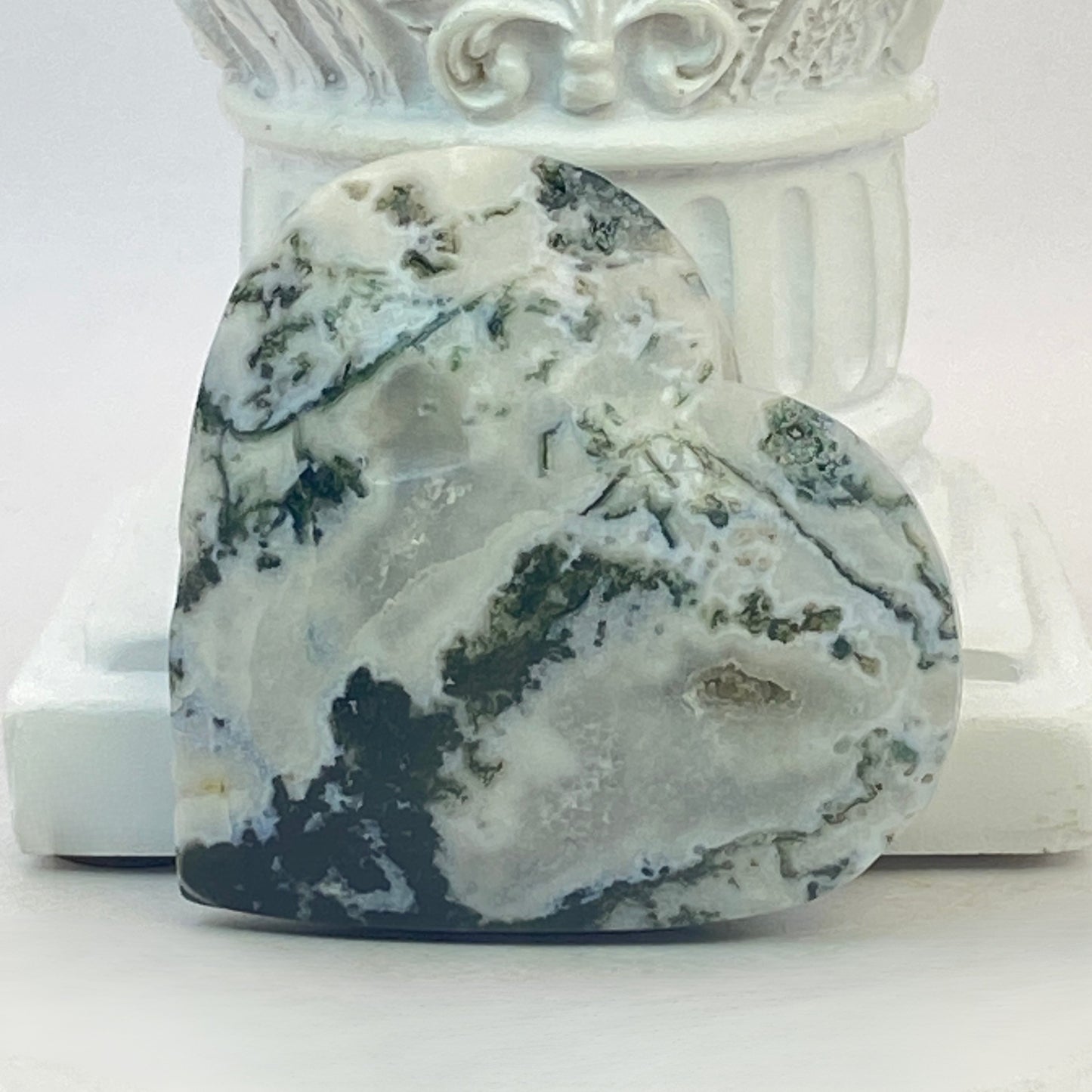Moss Agate Heart #11 - Druzy!