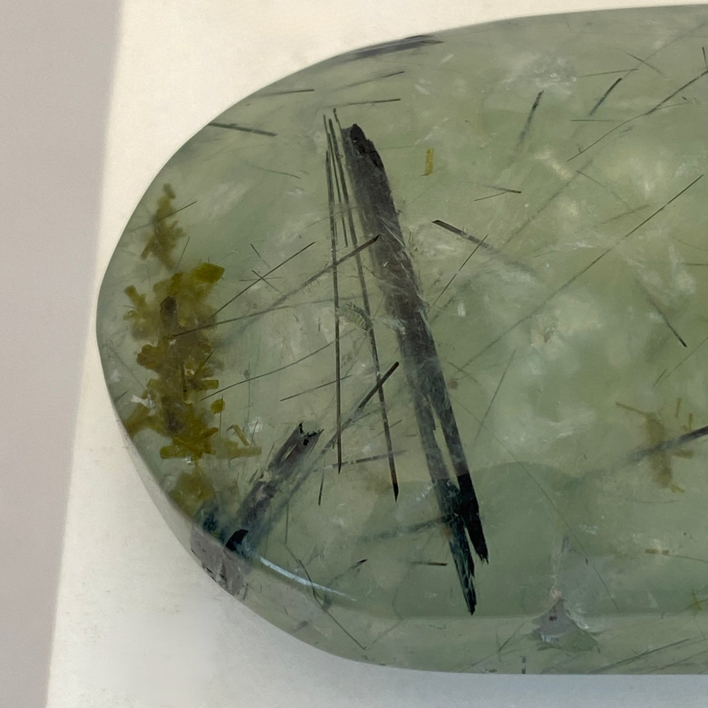 Prehnite Pillow Palm Stone #4 - Dendritic!