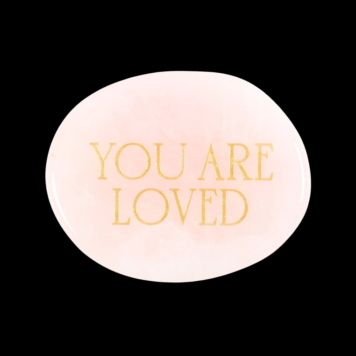 Rose Quartz 'You Are Loved' Flat Palm Stone