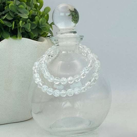 6mm Crackle Quartz Stretch Bracelet - Standard & Relaxed Fit!