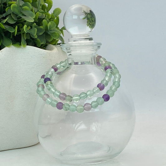 6mm Fluorite Stretch Bracelet - Standard & Relaxed Fit!