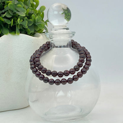 6mm High Quality Garnet Stretch Bracelet - Standard & Relaxed Fit!