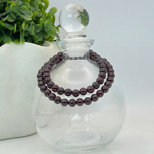 6mm High Quality Garnet Stretch Bracelet - Standard & Relaxed Fit!