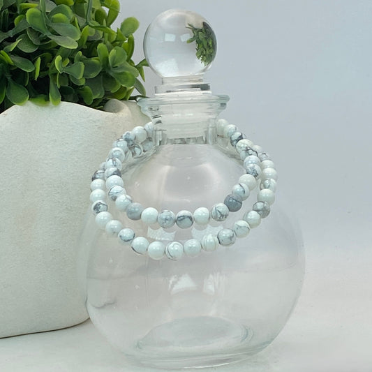 6mm Howlite Stretch Bracelet - Standard & Relaxed Fit!