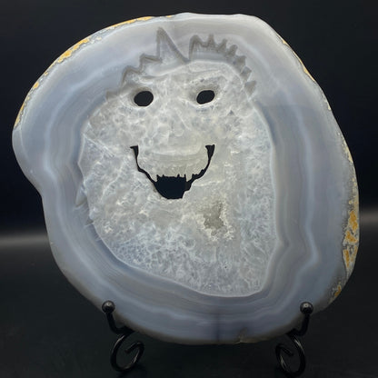 Druzy Agate Vampire Skull Slab with FREE Stand!