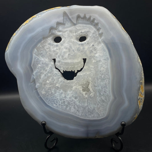 Druzy Agate Vampire Skull Slab with FREE Stand!