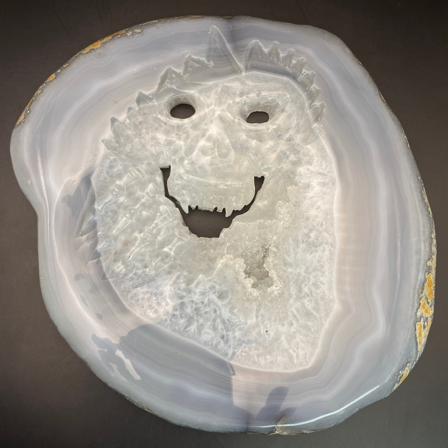 Druzy Agate Vampire Skull Slab with FREE Stand!