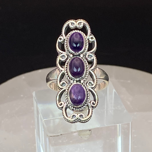 .925 Sterling Silver Amethyst Ring - Size 9