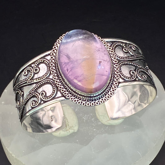 .925 Sterling Silver Ametrine Cuff