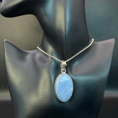 .925 Sterling Silver Angelite Oval Pendant - Room 4