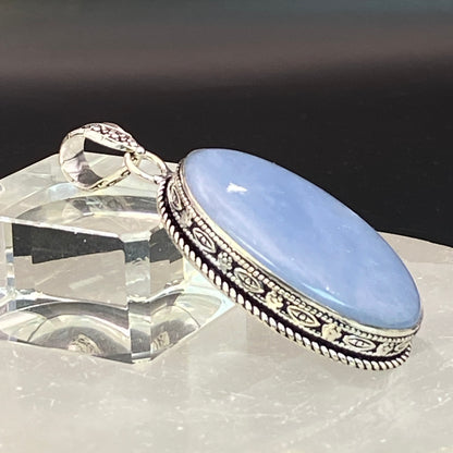 .925 Sterling Silver Angelite Oval Pendant - Room 4