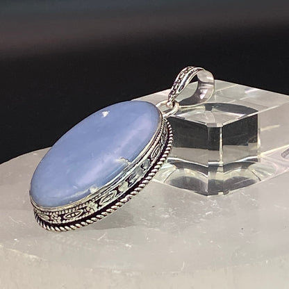 .925 Sterling Silver Angelite Oval Pendant - Room 4