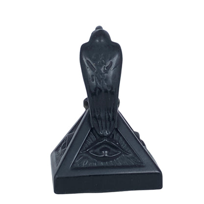 Black Obsidian Raven on Eye of Horus Pyramid