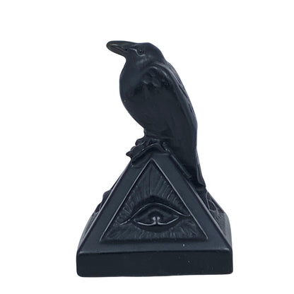Black Obsidian Raven on Eye of Horus Pyramid