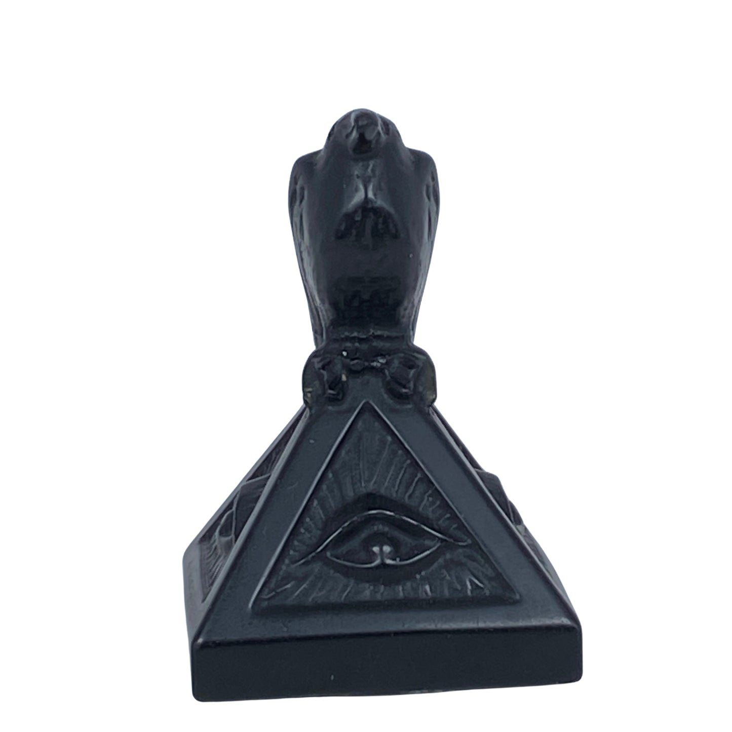 Black Obsidian Raven on Eye of Horus Pyramid