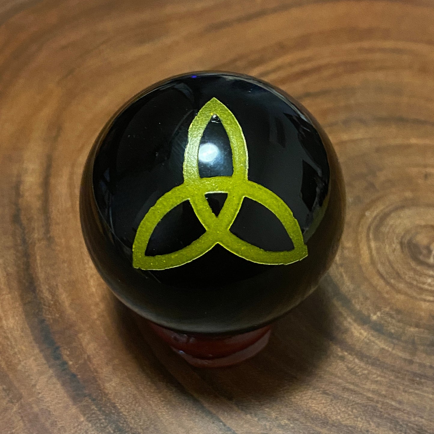 Black Obsidian Etched Sphere - Triquetra