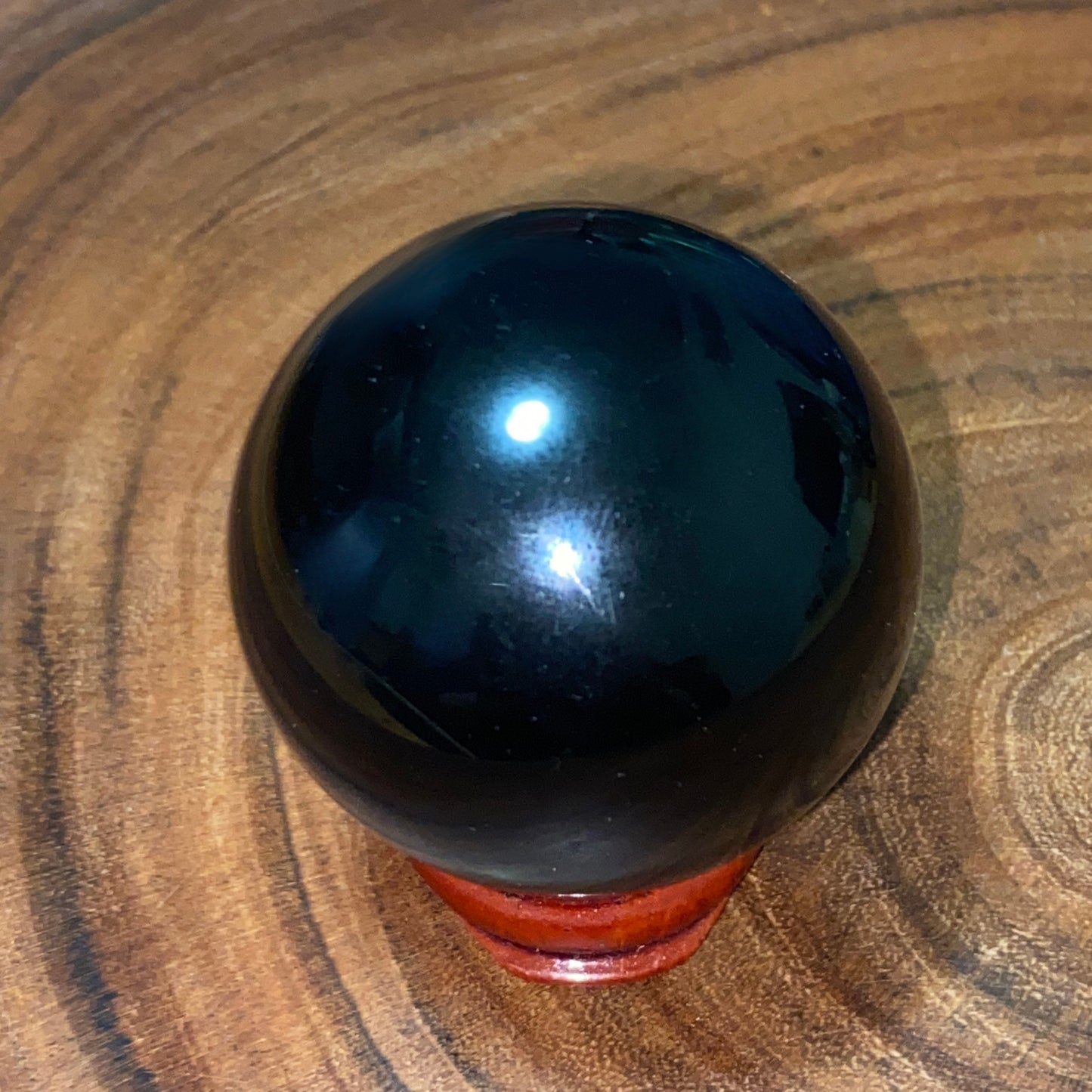 Black Obsidian Etched Sphere - Sacred Geometry