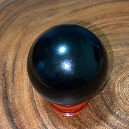 Black Obsidian Etched Sphere - Sacred Geometry