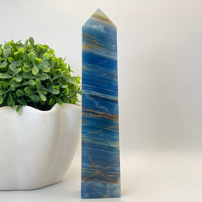 Blue Banded Calcite Tower #1 - 20cm Tall