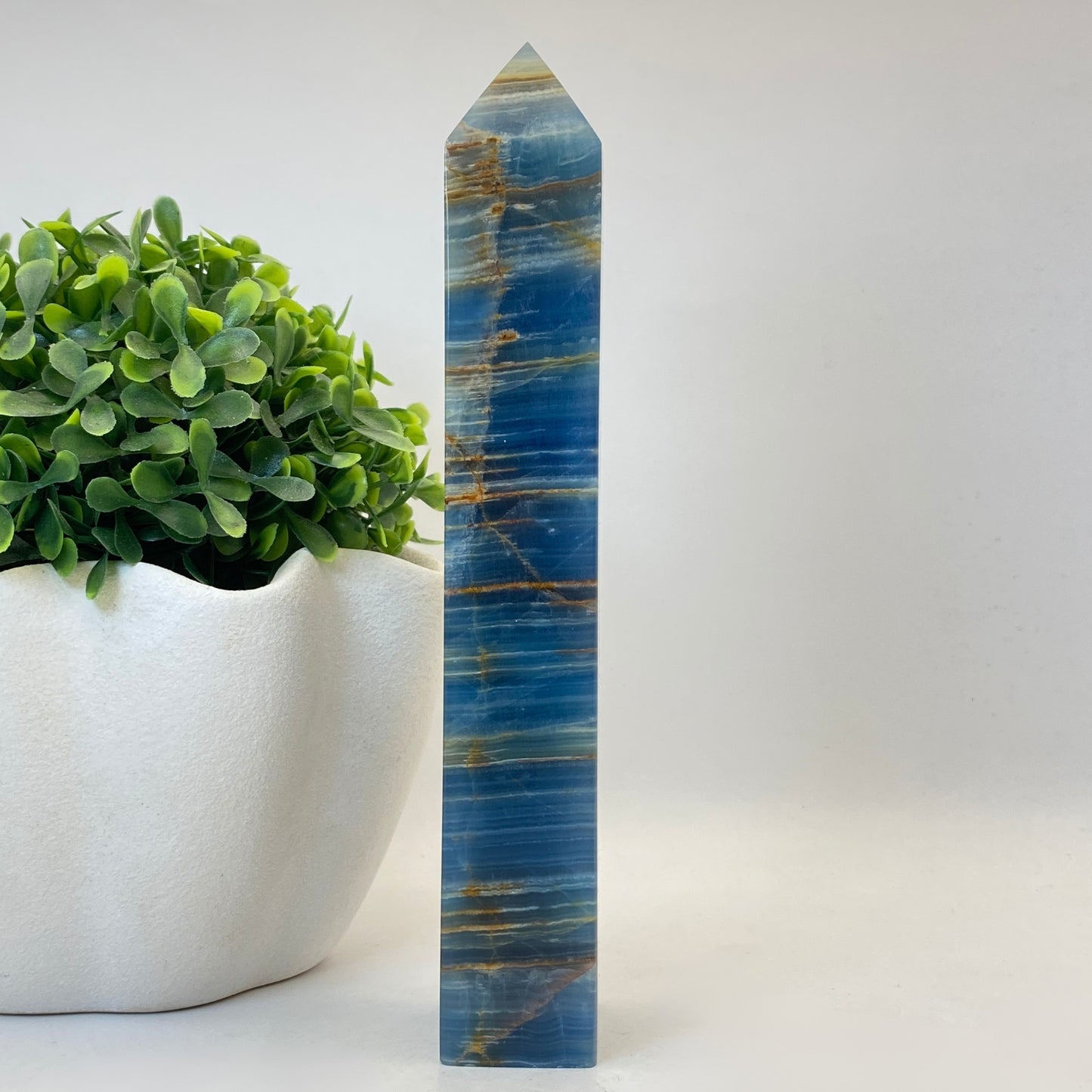 Blue Banded Calcite Tower #1 - 20cm Tall