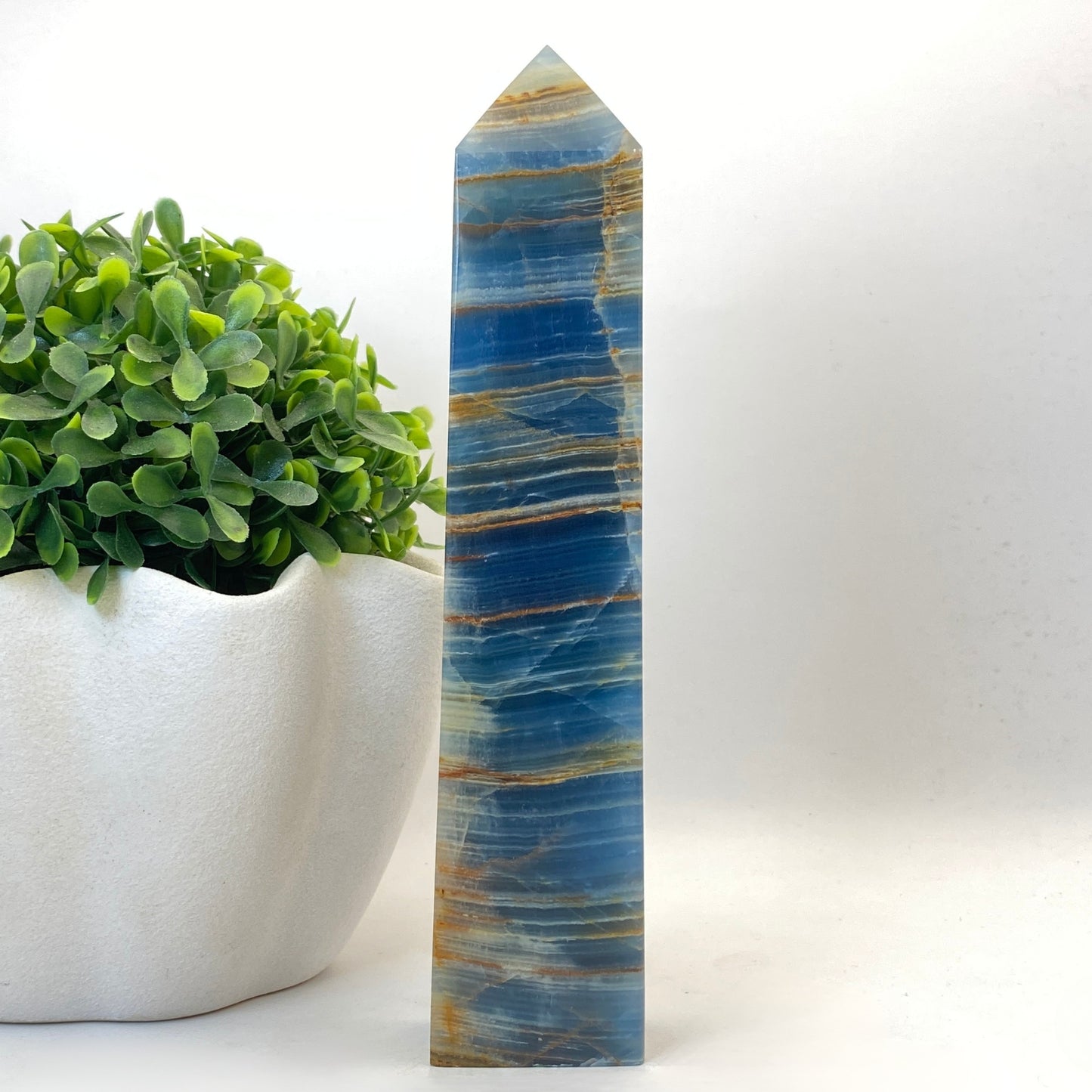 Blue Banded Calcite Tower #1 - 20cm Tall