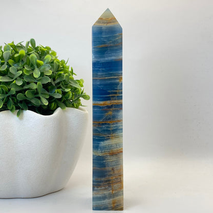 Blue Banded Calcite Tower #1 - 20cm Tall