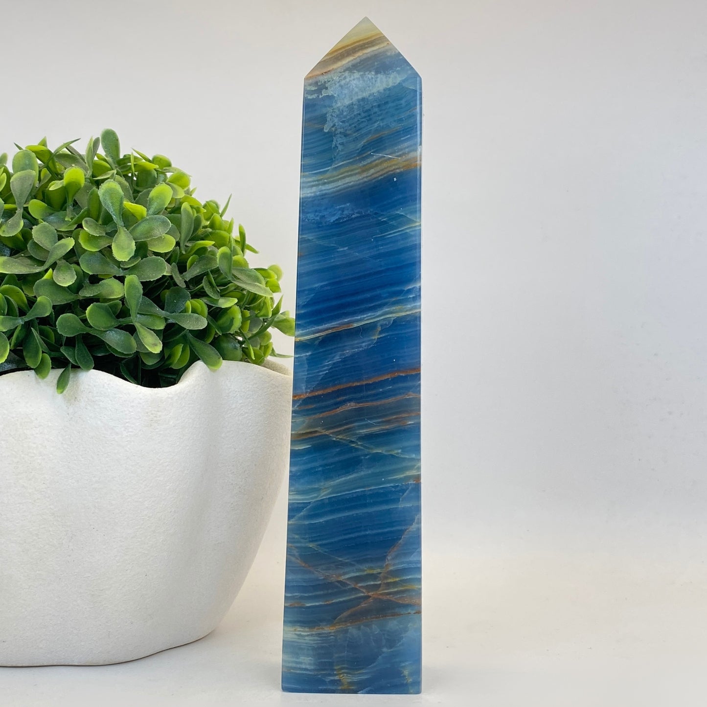 Blue Banded Calcite Tower #2 - 21cm Tall