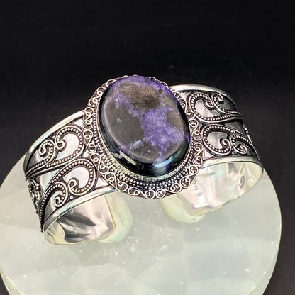 .925 Sterling Silver Charoite Cuff