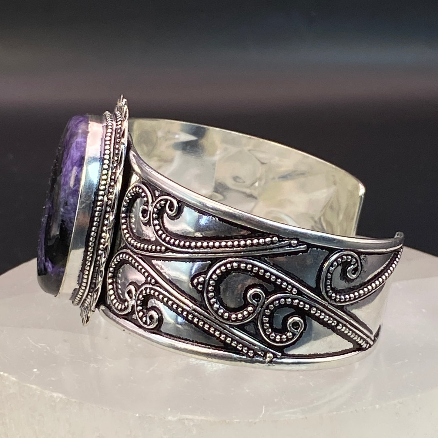 .925 Sterling Silver Charoite Cuff