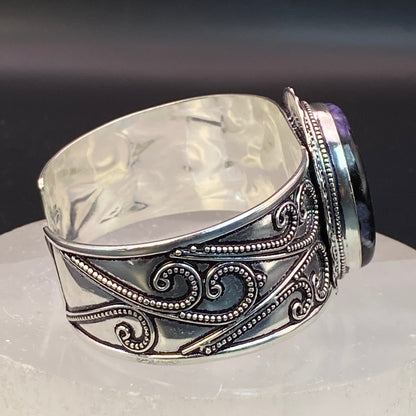 .925 Sterling Silver Charoite Cuff