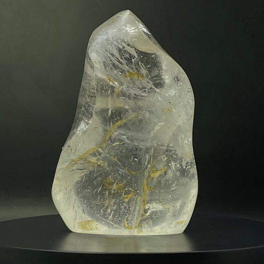 Clear Quartz Flame with Golden Healer Inclusions