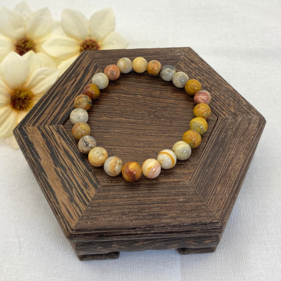 8mm Crazy Lace Agate Stretch Bracelet - Standard & Relaxed-Fit!