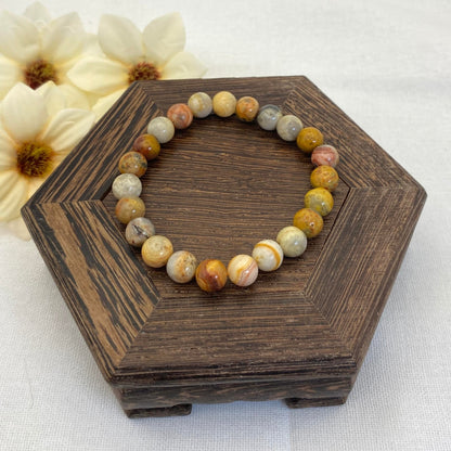 8mm Crazy Lace Agate Stretch Bracelet - Standard & Relaxed-Fit!