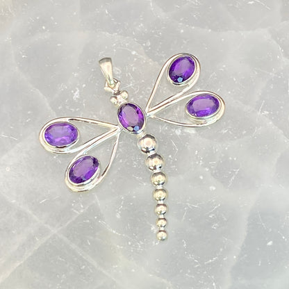 .925 Sterling Silver Amethyst Dragonfly Pendant #2
